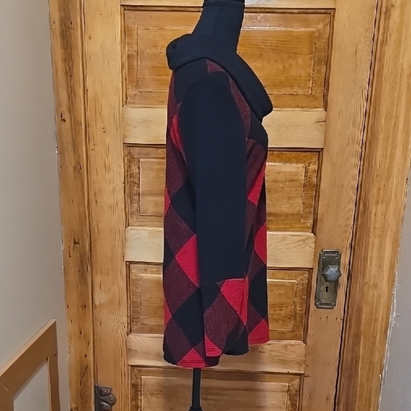 Sophie A Red And Black Plaid Cowl Neck Sweater M/L - Picture 2 of 5